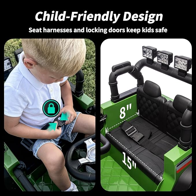 12V Kids Ride on Car Truck, Kids Electric Vehicles Car Ride on Toy for Toddlers 3-5 with Remote Control - Green