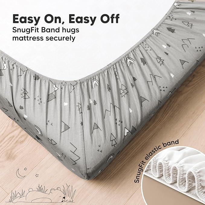 KeaBabies 2-Pack Fitted Crib Sheets for Boys, Girls, Baby - Soft Bamboo Viscose Cotton, 52x28 Standard Crib Mattress Sheets, Toddler Bed Mattress Cover, Gender Neutral, Breathable, Durable (Woodland)
