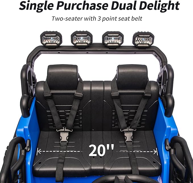 2 Seater Electric Ride on Car Truck, 24V 4x4 Ride on Toy for Kids 4-8 with Remote Control, EVA Tires - Blue