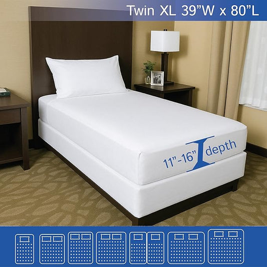 Twin Extra Long (XL) Mattress Protector Zippered Bed Bug Waterproof Encasement Hypoallergenic Premium Quality Cover Protects Against Dust Allergies White
