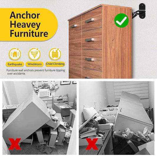 Furniture Anchors for Baby Proofing 6 Pack 400lbs Furniture Straps Leaning Mirror Wall Anchors Anti Tip Kit for Dresser Shelves Bookshelf Cabinet Mirror Earthquake Child Pet Safety