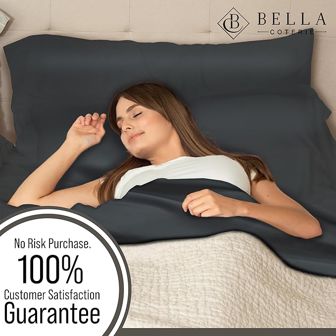 Bella Coterie Luxury Bamboo Viscose Cal King Size Fitted Sheet | 100% Organically Grown | Ultra Soft | Cooling for Hot Sleepers | 18" Deep Pocket [Charcoal Grey]