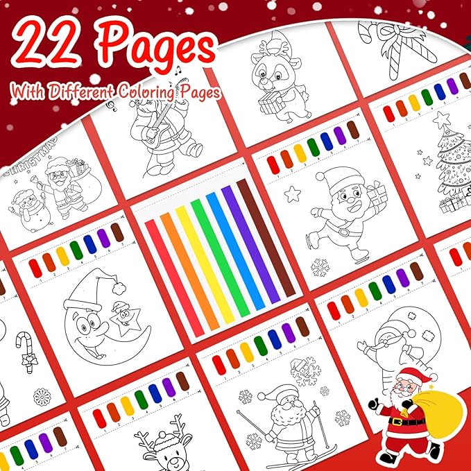 Paint with Water Coloring Books for Toddlers, Watercolor Painting Book and Drawing Art Paper for Kids Ages 3 4 5 6 7 8 Years Old, Christmas Art Craft for Drawing with Brush
