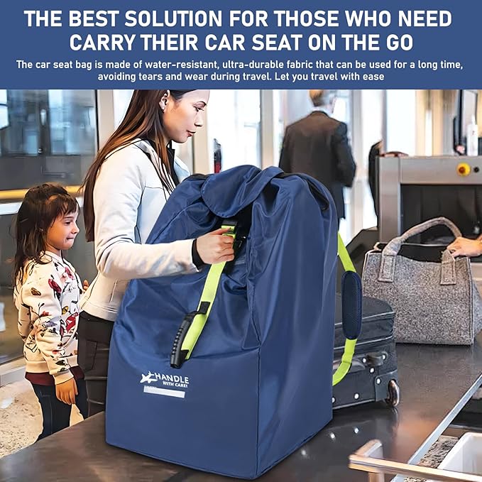 LASUK Car Seat Travel Bag for Airplane - Fits Infant Car Seats, Convertible Car Seats, Booster Seats, Car Seat Bases - for Worry-Saving, Effortless and Safe Travel