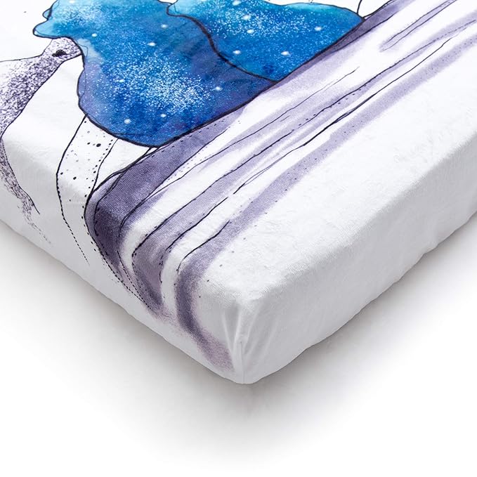 JumpOff Jo - Waterproof Baby Crib Sheet - Super Soft Breathable Minky Fabric, TPU Stain Protector, Baby Crib Sheet for Standard Crib Mattresses and Toddler Beds, 28"x52" - Mama Bear Blue