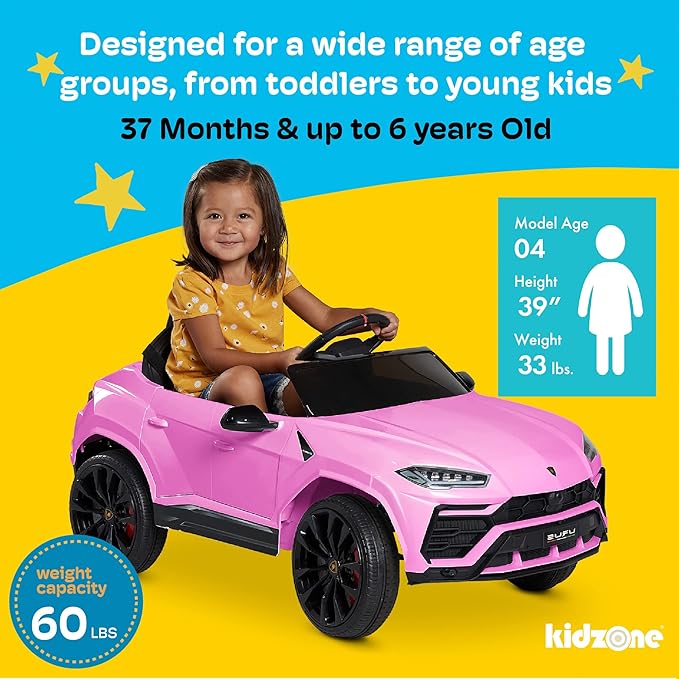 Kidzone Ride On Car 12V Lamborghini Urus Kids Electric Vehicle Toy w/Parent Remote Control, Horn, Radio, Port, AUX, Spring Suspension, Opening Door, LED Light - Green