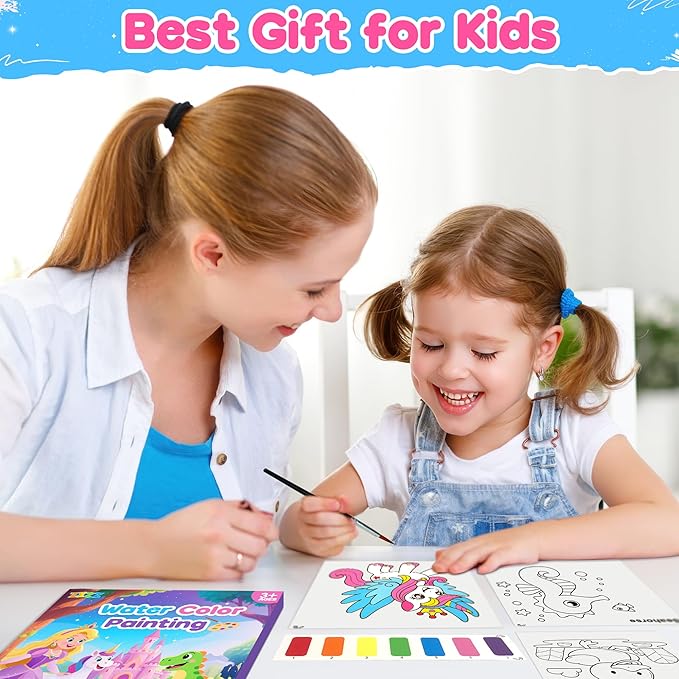 ZIZZ Paint with Water Coloring Books for Toddlers, 3 Pack Watercolor Painting Set for Kids Ages 3-5 4-8, No-Mess Drawing Activity Kit Art Craft Toy Birthday Gifts for Girl Boy | Princess, Forest & Sea
