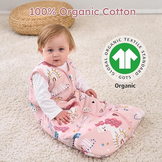 Yoofoss Baby Sleep Sack 18-24 Months, TOG 2.5 Baby Wearable Blanket with 2-Way Zipper, 100% Organic Cotton Fabric Winter Newborn Sleeping Sack, Warm Soft Comfy