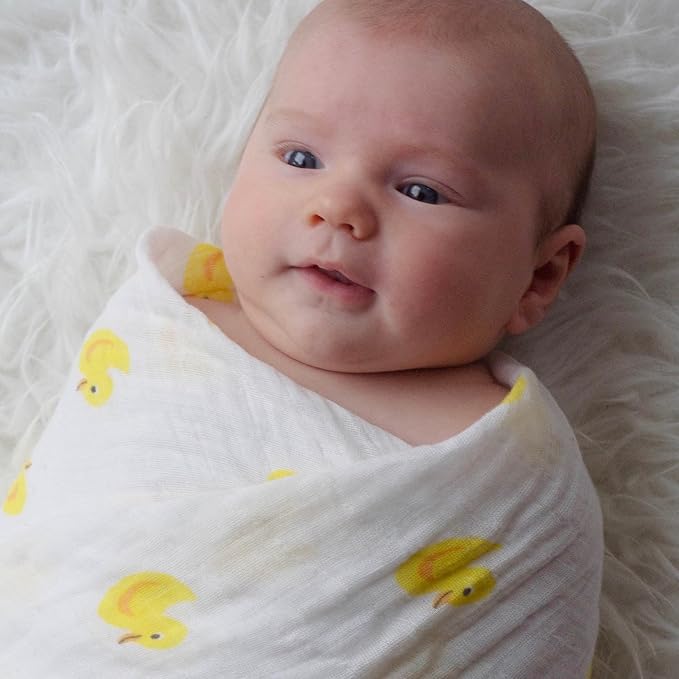 WeeSprout Organic Swaddle Blankets, Set of 2 muslin swaddle blankets, GOTs Certified Organic Cotton, Extra Large 47” x 47” for Easy Swaddling, Breathable Muslin Weave Organic Baby Blanket, Natural Dye