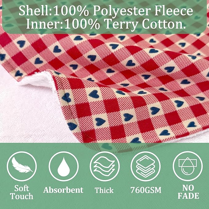 VOOVA & MOVAS Double-Layered Baby Hooded Bath Towel Poncho (2-4 Years, 20x21 Inches) | Ultra Soft & Absorbent Cotton | Thick Toddler Towel for Swimming, Beach, Shower & Winter, Heart