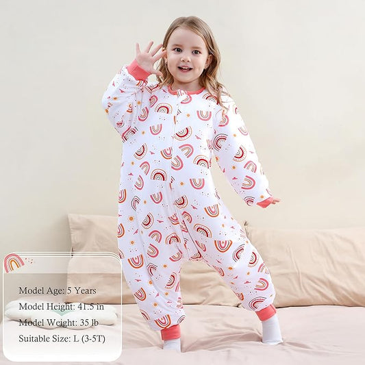 Toddler Sleep Sacks 2.5 TOG Winter Long Sleeve Sleep Sack with Legs 2-Way Zipper Baby Wearable Blanket