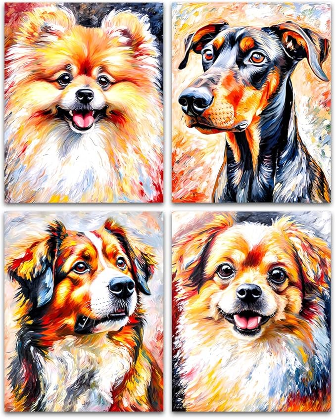 LNLAGBO Dogs Canvas Wall Art,Cute Dogs Canvas Wall Art,Funny Animal Dog Art,Dog Lover Sign Wall Decor,for Bedroom Nursery Baby Kids Room Wall Decor(8"x10"Unframed)