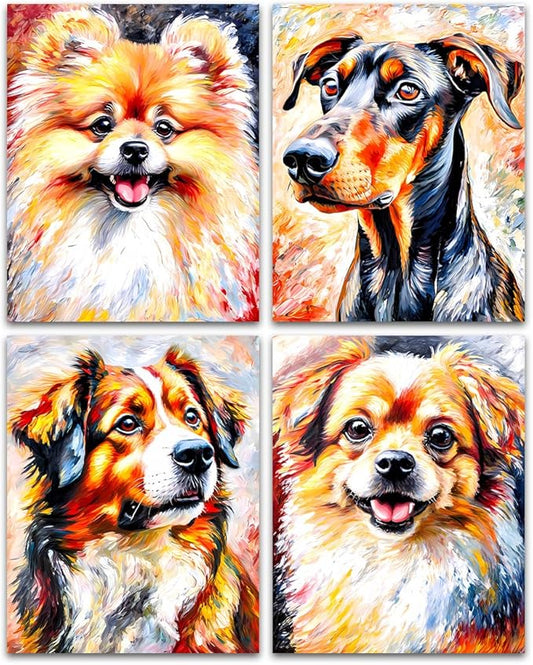 LNLAGBO Dogs Canvas Wall Art,Cute Dogs Canvas Wall Art,Funny Animal Dog Art,Dog Lover Sign Wall Decor,for Bedroom Nursery Baby Kids Room Wall Decor(8"x10"Unframed)