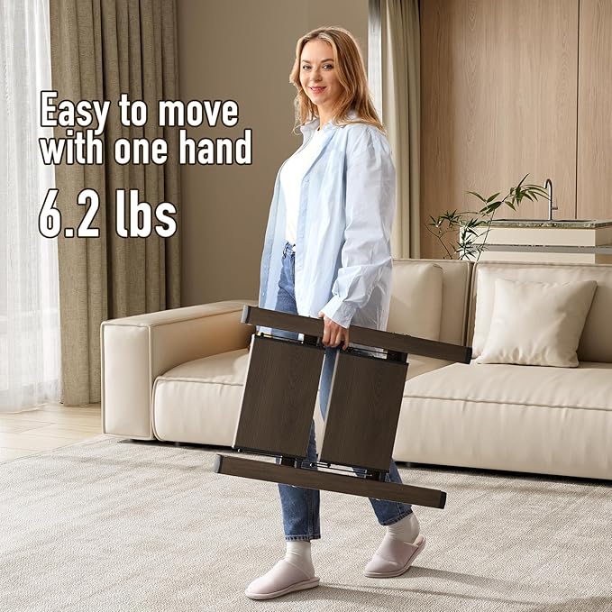 Mayi Plus 2 Step Ladder,Aluminum Folding Step Stool for Adults,Step Ladder with Wide Anti-Slip Pedal,330 lbs Capacity for Home,Office,Kitchen,Library(Walnut)