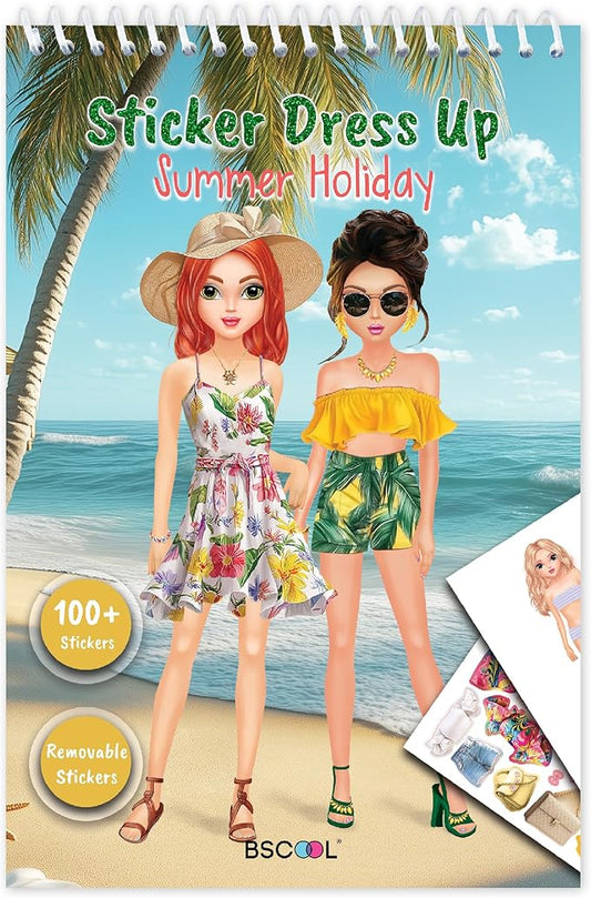 BSCOOL Sticker Dress Up Summer Holiday Theme - Sticker Activity Book for Kids. Learn Girls Fashion Design with Stickers and Guides for Kids 5 and Up. Dress Up Games