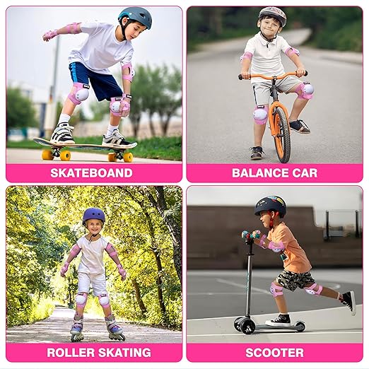 Kids/Youth Knee Pads Elbow Pads Wrist Guards 3 in1Protective Set, for 3-15 Years Child Roller Skates, Cycling, Inline Skating, Skateboard, BMX Bike, Balance Bike, Scooter Riding Sports