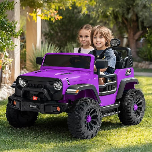 2 Seater Ride on Car Toy, 24V 4WD Electric Car for Kids 4-8 with Remote Control, 4x200W Motors, Capacity 150 lb - Purple