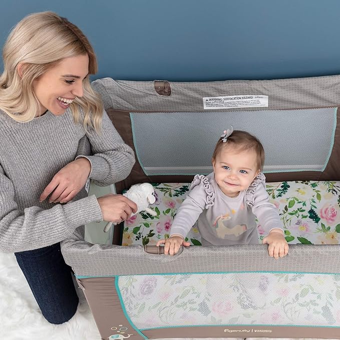 Pobibaby - 2 Pack Premium Pack N Play Sheets Fitted for Standard Pack and Plays and Mini Cribs - Ultra-Soft Cotton Blend, Stylish Floral Pattern, Safe and Snug for Baby (Allure)
