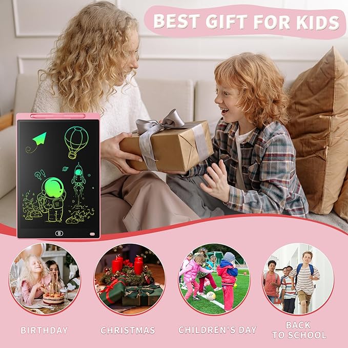 [4 Pack] Genialba LCD Writing Tablet 8.5-Inch Colorful Doodle Board, Toddler Learning Educational Toys Gifts for 3-8 Years Old Girls and Boys, Electronic Drawing Pad for Kids (Pink&Blue&Green&Purple)