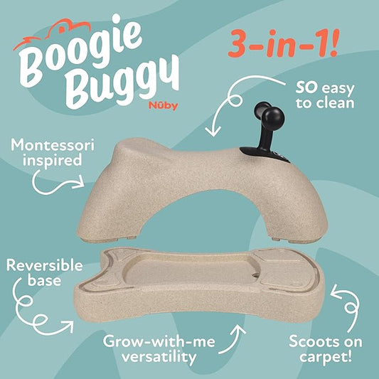 Nuby Boogie Buggy 3-in-1 Scooter for Kids – Walker, Scooter & Caster Board, Lightweight EPP Foam, Waterproof, Indoor & Outdoor Ride-On Toy, Balance & Coordination Development, Beige Boogie Buggy