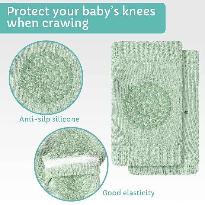 Geyoga 2 Pack Baby Safety Helmet for Crawling Walking Running, Adjustable Soft Cushion Head Protector with Knee Pads, Toddler Protective Cap 6–12 Months 1–2 Years (Forest)