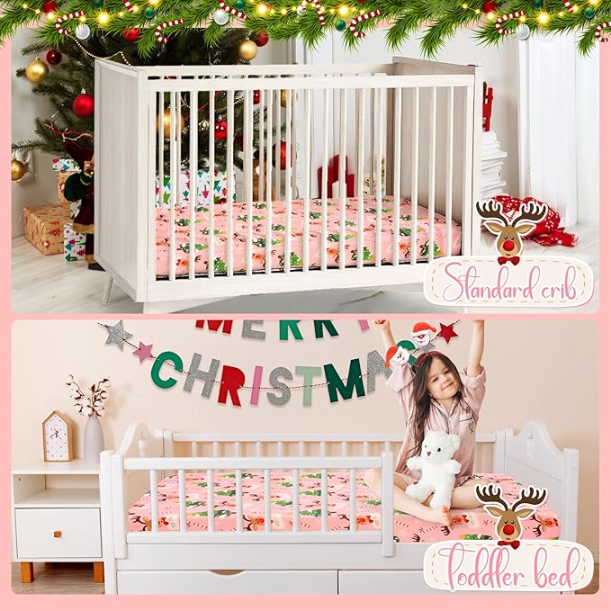 UOMNY Crib Sheet Christmas Fitted Crib Sheets Baby Sheet for Standard Crib and Toddler Mattresses Nursery Bedding Sheet Crib Mattress Sheets for Boys and Girls 1 Pack Space Toddler Sheet