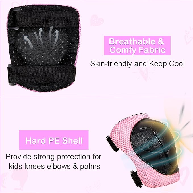 Kids Helmet, Bike Helmets for Kids 8-14 with Knee Pads and Elbow Pads Wrist Guards, Adjustable Youth Girls Bike Helmet with DIY Cat Ears Skateboard Helmet for Scooter Skating Cycling