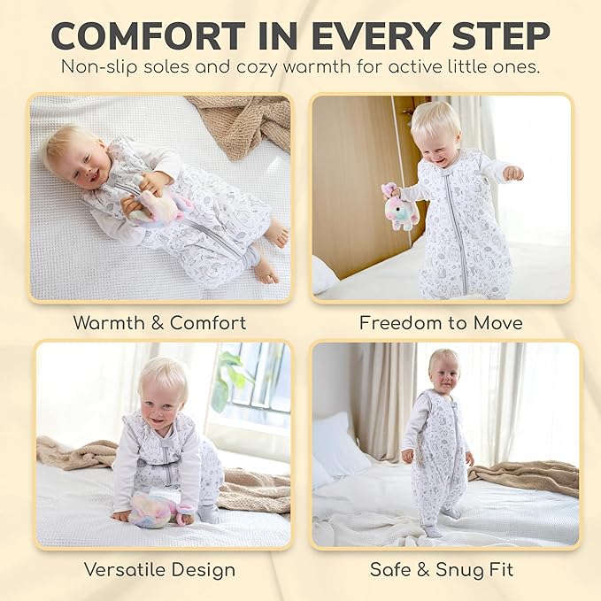 Mama Cheetah Toddler Sleep Sack with Feet 3T-4T, 0.5 TOG Organic Cotton Baby Wearable Blankets with Legs, Baby Sleeping Bag for Walkers, Early Walker Large