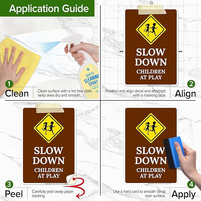Slow Down Children At Play Sign, 10x7 Inches, 4 Mil Vinyl Decal Stickers Weather Resistant, Made in USA by My Sign Center