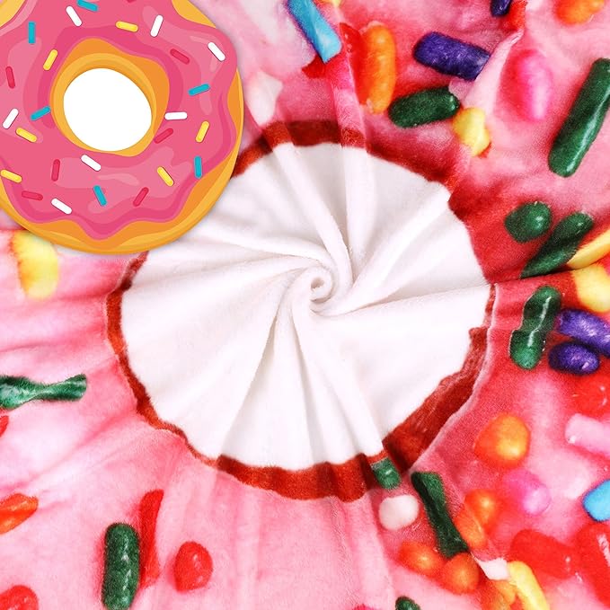 SeaRoomy Donuts Novelty Funny Flannel Round Blanket - Funny Gifts for Teens Boys and Girls