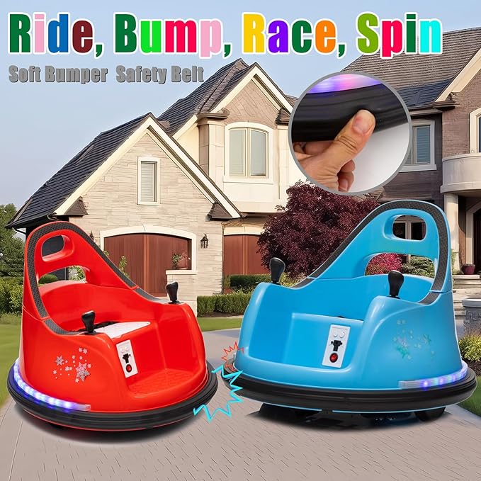 12V Kids Ride on Bumper Car, Electric Kids Ride on Toy Car with Remote Control, 2 Playing Modes,360 Degree Spin,Bumping Toy Gifts for Toddlers Boys and Girls, Blue