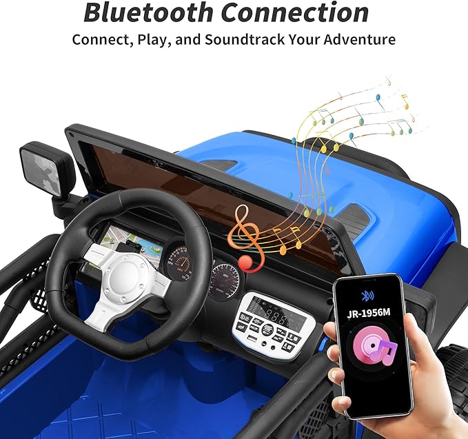Kids Ride on Car Toy, 12V Electric Car for Kids with Remote Control, LED Light - Dark Blue