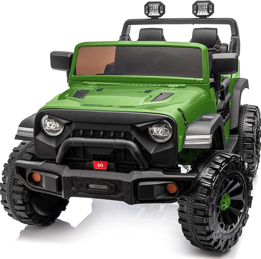 2 Seater Ride on Car Toy, 24V 4WD Electric Car for Kids 4-8 with Remote Control, 4x200W Motors, Capacity 150 lb - Army Green
