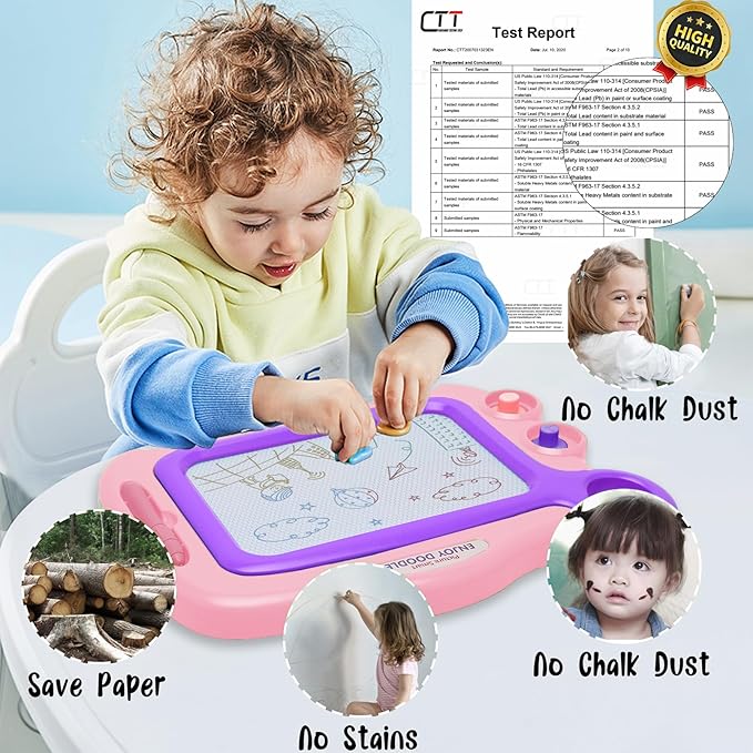 Toddler Toys Age 3-4,Erasable Toys for 3 Year Old Girl Magnetic Drawing Board for Kids with 1 Pen, A Etch Easter Gift for 3 Year Old Travel Toy Sketch Board with 2 Stamps