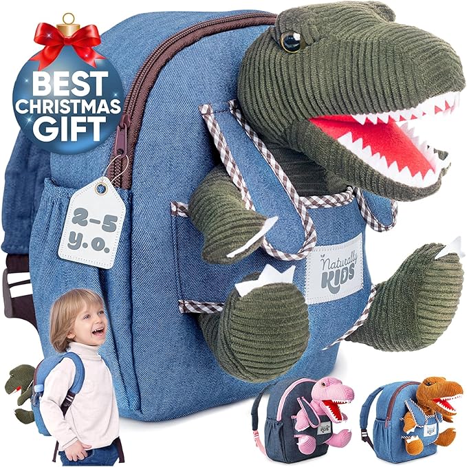 Green Dinosaur Toys for Kids 2-5, Gifts for 2 Year Old Boy, Gifts for 3 Year Old Boys, Toddler Dinosaur Backpack
