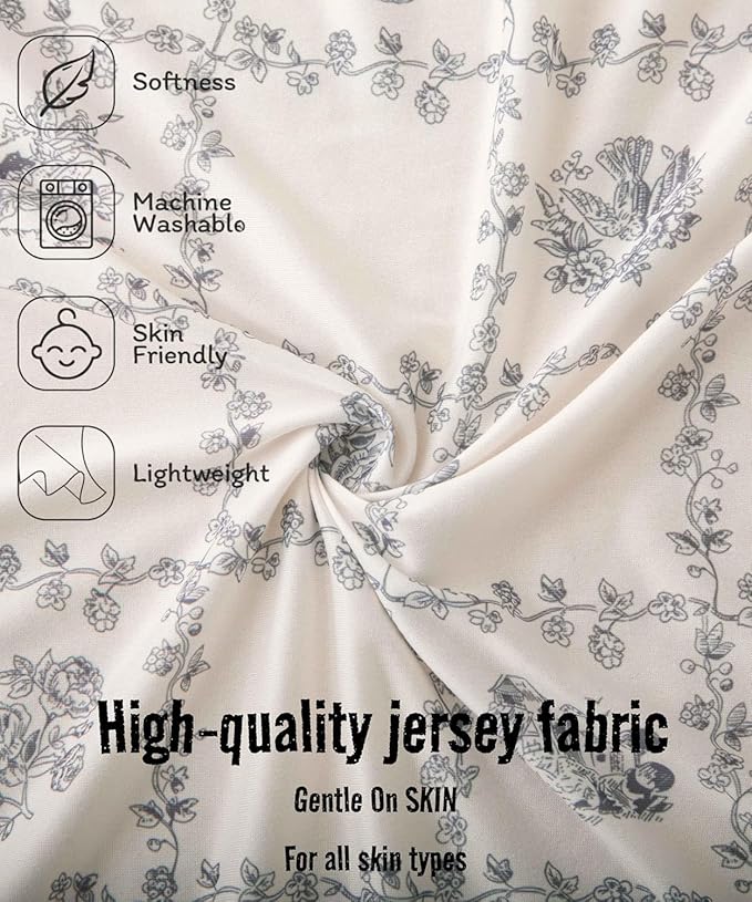 SDY Jersey Floral Crib Sheets for Baby Boys and Girls,52”x28”x8,2 Pack,Neutral Flower Standard Oval/Retangle Crib Mattress Sheets for Toddler,Super Soft Breathable