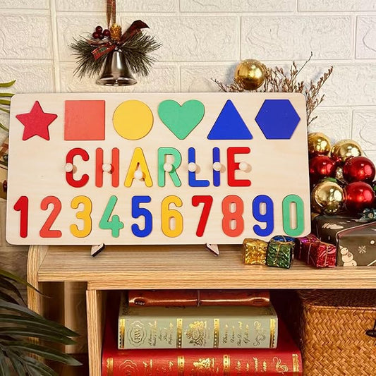 Name Puzzle Baby Gifts for Girl Boy, Baby Todder Christmas Birthday Gift for 1 Year Old, Toys for Montessori Learning