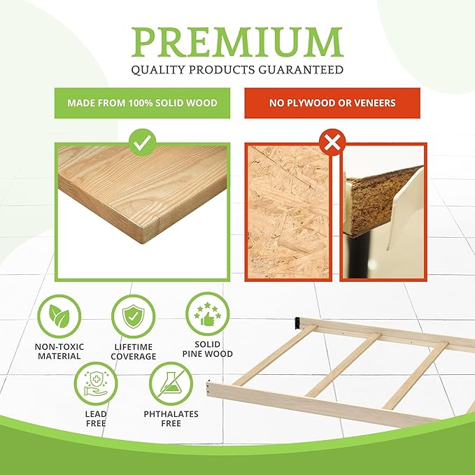 Full-Size Conversion Kit Bed Rails for Baby Cache Convertible Cribs - Solid Wood Rail - Toddler and Adult Bed Rail for Full-Size Beds - Essential Nursery & Baby Furniture (Sandstone)