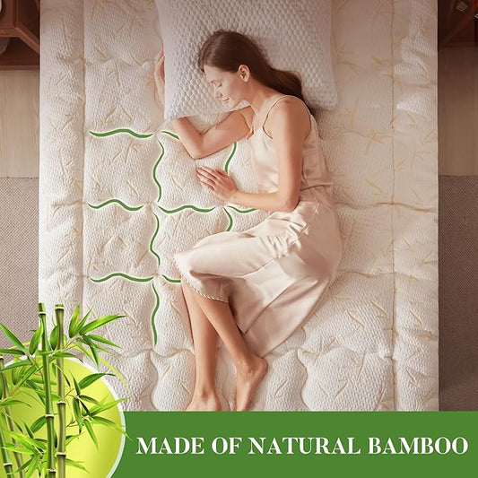 100% Waterproof King Size Mattress Topper, Thick Pillow Top Mattress Pad，Up to 21 Inch Deep Pocket,Soft Breathable Mattress Pad for Back Pain, Protector Cover(Beige)