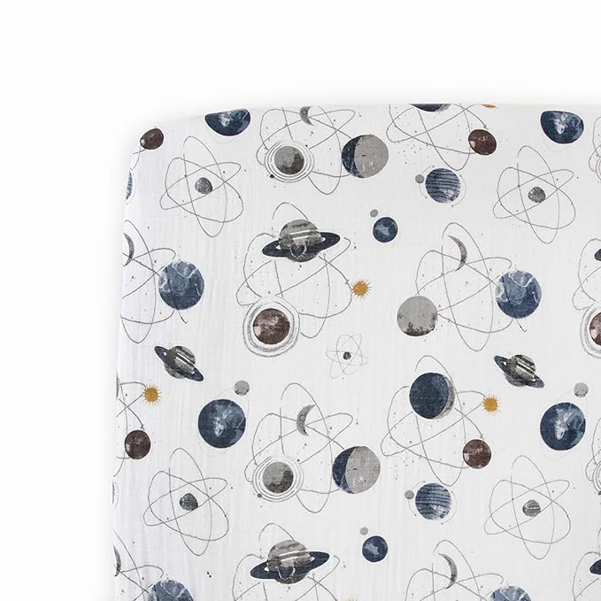 Little Unicorn Premium Crib Sheet | Breathable & Super-Soft Muslin Fabric (Planetary)