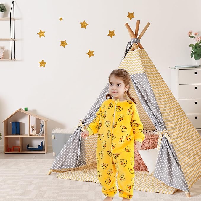 MICHLEY Toddler Flannel Sleeping Sack with Feet,Long Sleeve Baby Sleeping Bag 3-Way Zipper Super Warm Wearable Blankets