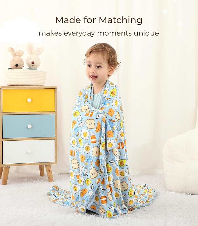 Premium Baby Blankets, Soft Viscose from Bamboo Blanket for Boys and Girls, Nursery Crib Bedding Quilt for Newborn and Toddler, Cooling for Hot Sleepers, 50'' x 50'' Blue Breakfast