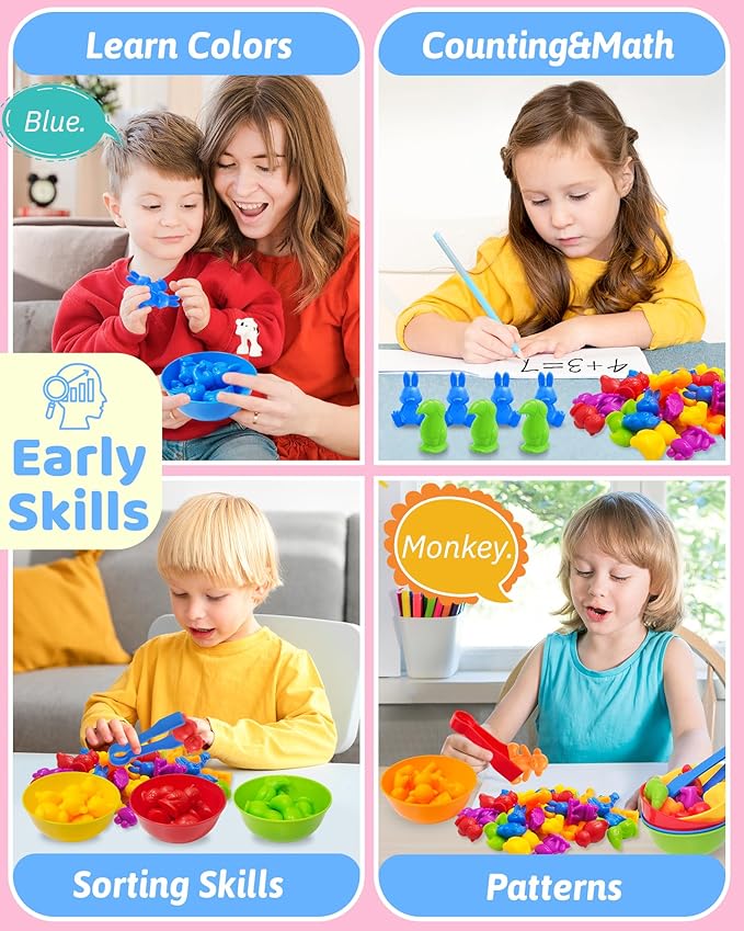 Counting Animals Montessori Toys for 3 4 5 Years Old Boys Girls, Preschool Learning Activities Educational Sensory Toys Gifts Stocking Stuffers for Kids Toddlers Ages 3-5, 4-8