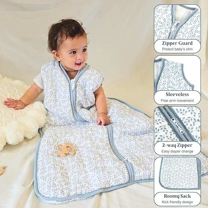Baby Sleep Sack 0.5 TOG – Lightweight Quilted Sleeping Bag, Soft Breathable Wearable Blanket with 2-Way Zipper