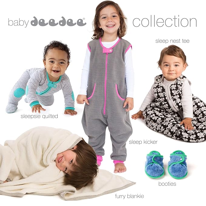 Baby Deedee 100% Cotton Sleeping Sack, Baby Sleeping Bag Wearable Blanket, Sleep Nest Lite, Newborn and Infants, Heather Gray Lime, Small (0-6 Months)
