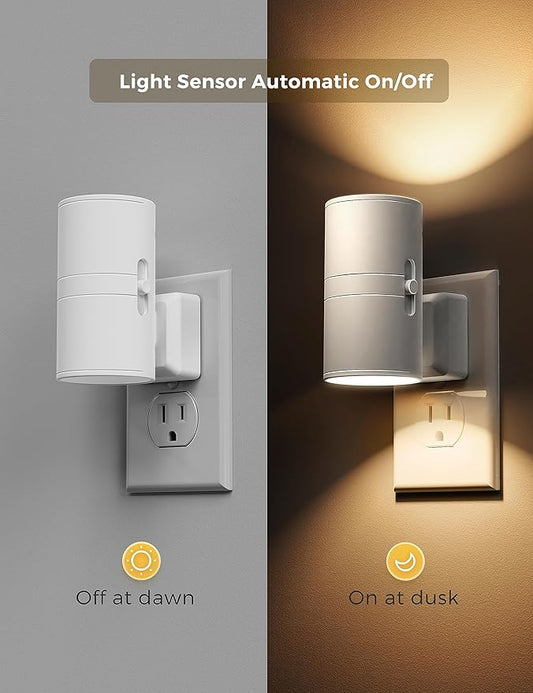 L LOHAS LED Night Light Plug in, Night Lights Plug into Wall, Light Sensor, 0-100LM Soft White 3000K, Dimmable Night Light, Modern Nightlight for Kids Bathroom Hallway Bedroom Kitchen Stairway, 2 Pack