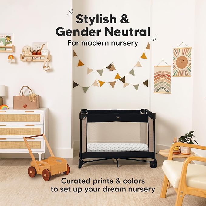 Pack and Play Sheets Fitted - 2-Pack Mini Crib Sheets for Pack N Play Mattress 38x26, Soft & Cozy, Neutral Toddler Playard Bedding, Snug Fitted Mini Baby Crib Mattress Cover Boy, Girl (Cosmo)