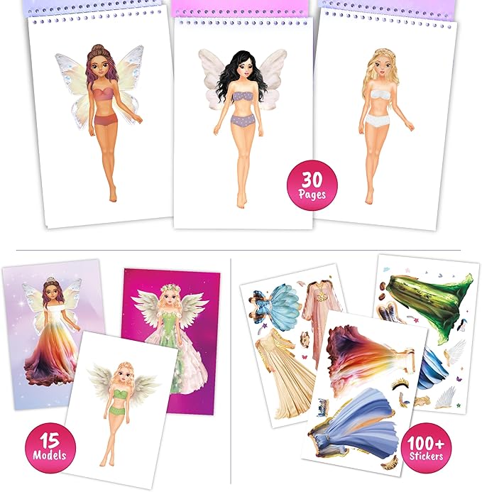 BSCOOL Sticker Dress up Fairies and Angels. Sticker Activity Book for Kids, Learn to Dress up Fairies and Angels with Guide for Kids 5 and up. Girls Fashion Paper Dolls