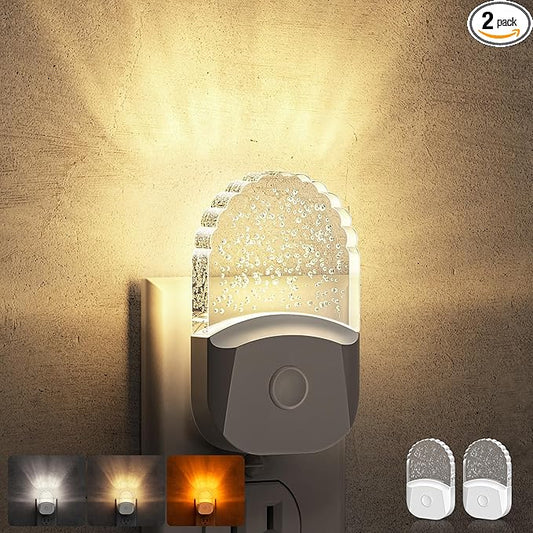 DORESshop Night Lights Plug Into Wall [2 Pack] 3CCT LED Night Light with Dusk to Dawn Sensor, Plug in Nightlight for Kids, Bathroom, Bedroom, Nursery Room (Amber-3000K-5000K)