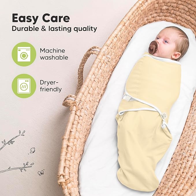 KeaBabies 3-Pack Organic Baby Swaddle Sleep Sacks - Swaddles for Newborns, Infant 0-3 Months, Baby Girls, Boys, Soft & Snug Newborn Sleep Sack, Nursery Swaddling Blankets (Mellow)